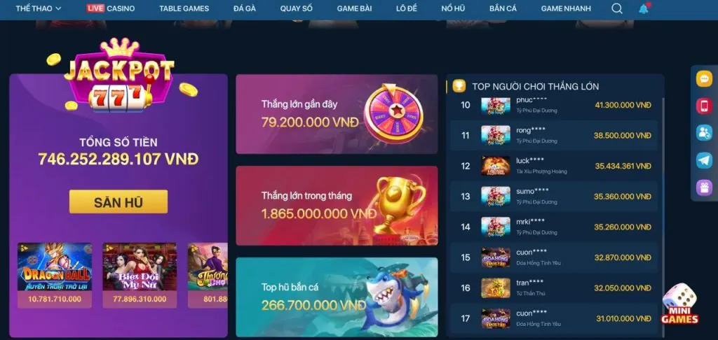 Game slot Jackpot lũy tiến tại Surewin